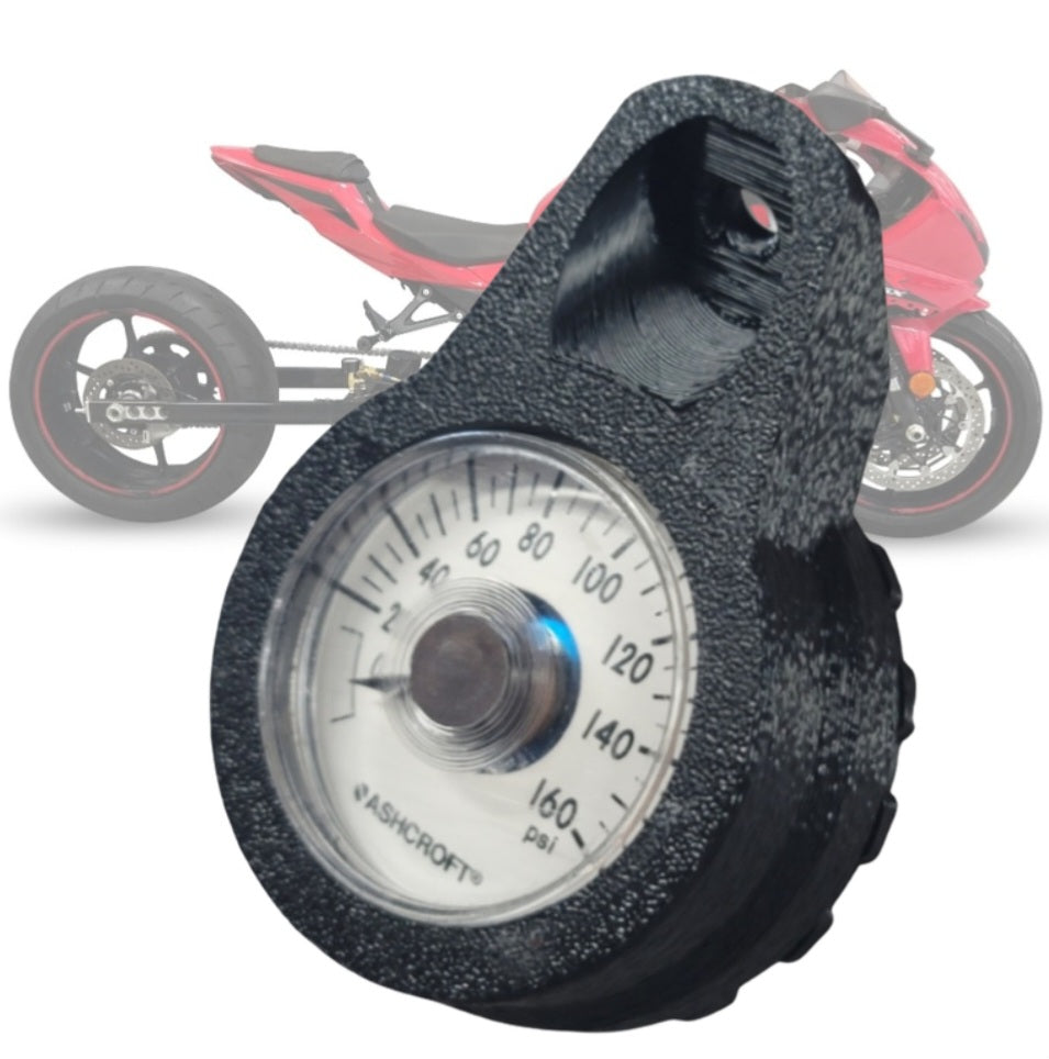 Motorcycle Air Gauge Mount Bracket | Air Shifter & Air Ride Gauge Holder | Universal Drag Bike Mount for Schnitz, MPS & 1/8 NPT Gauges