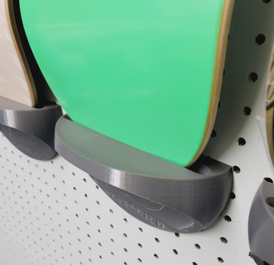 Deck Drop Wall Mount Skateboard Holder – Vertical Skate Deck Display Rack (Up to 10” Wide)