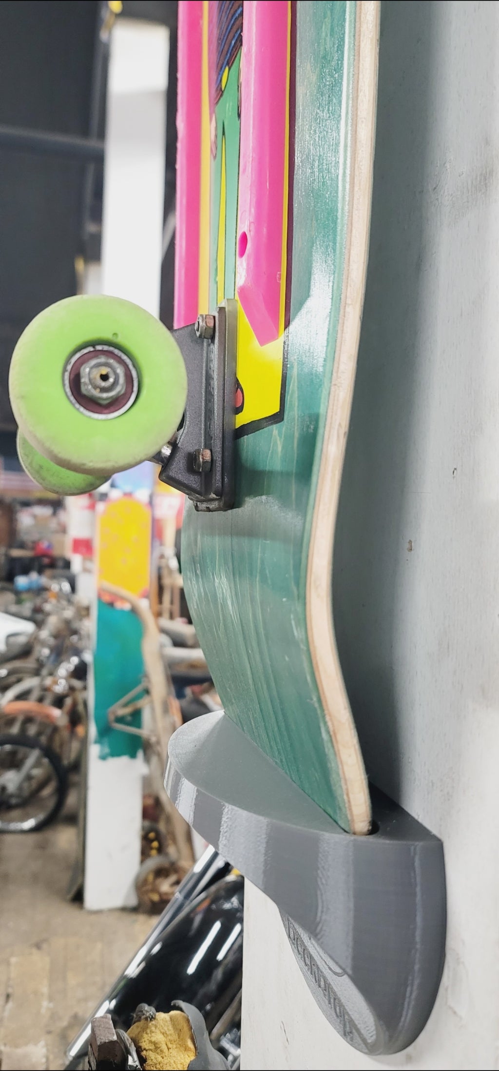 Deck Drop Wall Mount Skateboard Holder – Vertical Skate Deck Display Rack (Up to 10” Wide)