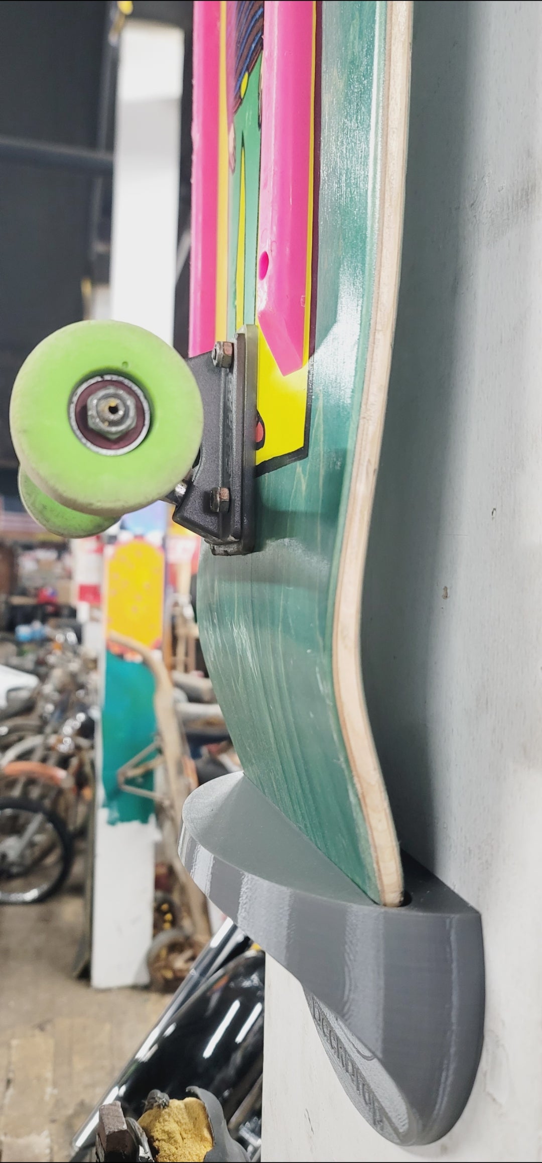 Deck Drop Wall Mount Skateboard Holder – Vertical Skate Deck Display Rack (Up to 10” Wide)