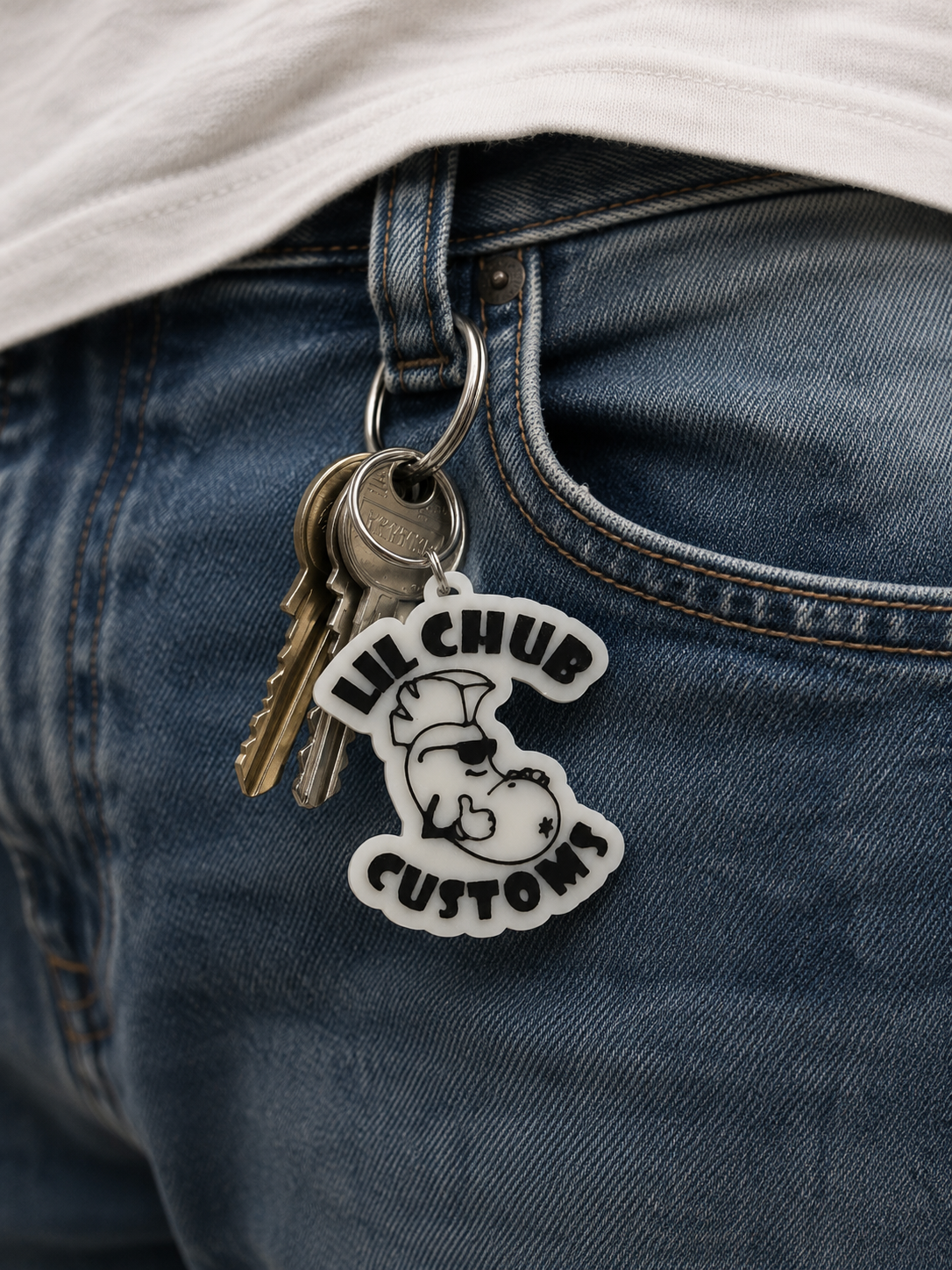 Lil Chub Customs Logo Keychain – Motorcycle Shop Key Tag