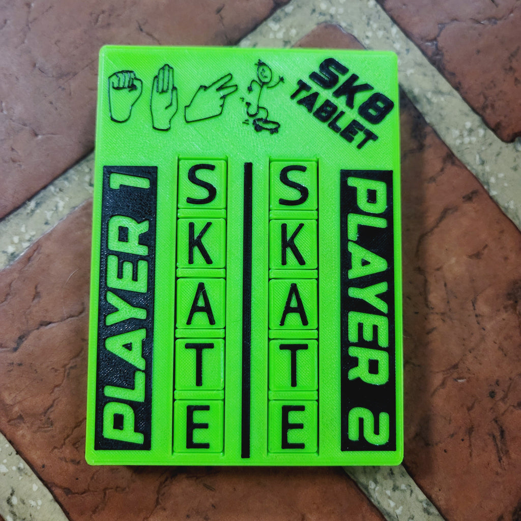 Sk8 Tablet – Pocket Scoreboard for S.K.A.T.E. Game | Skateboard Game Tracker | SKATEBOARD Letters Spinner